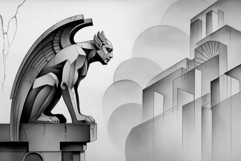 Vigía de Bruma Geométrica en blanco y negro
