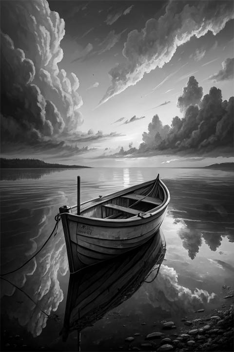 Marea Púrpura al Anclar en blanco y negro