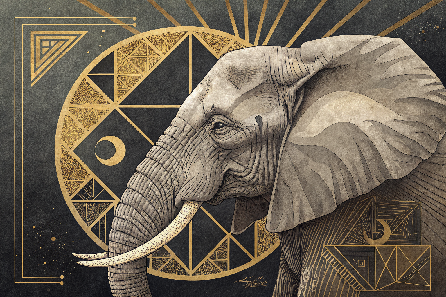 El Guardián Dorado — Suprematismo Elefante