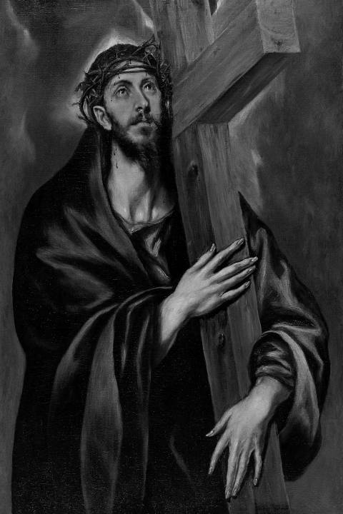 Jesús con la cruz a cuestas, El Greco en blanco y negro
