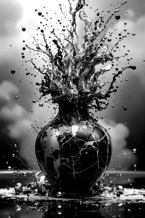 Explosión de Ágata Dorada en blanco y negro