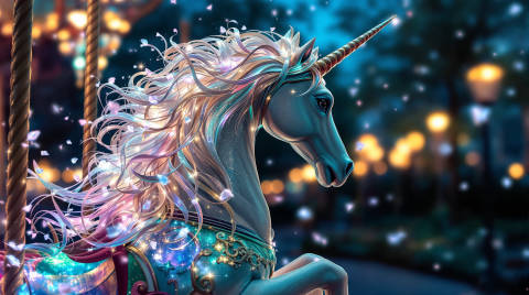 Unicornio Iridiscente del Carrusel Nocturno