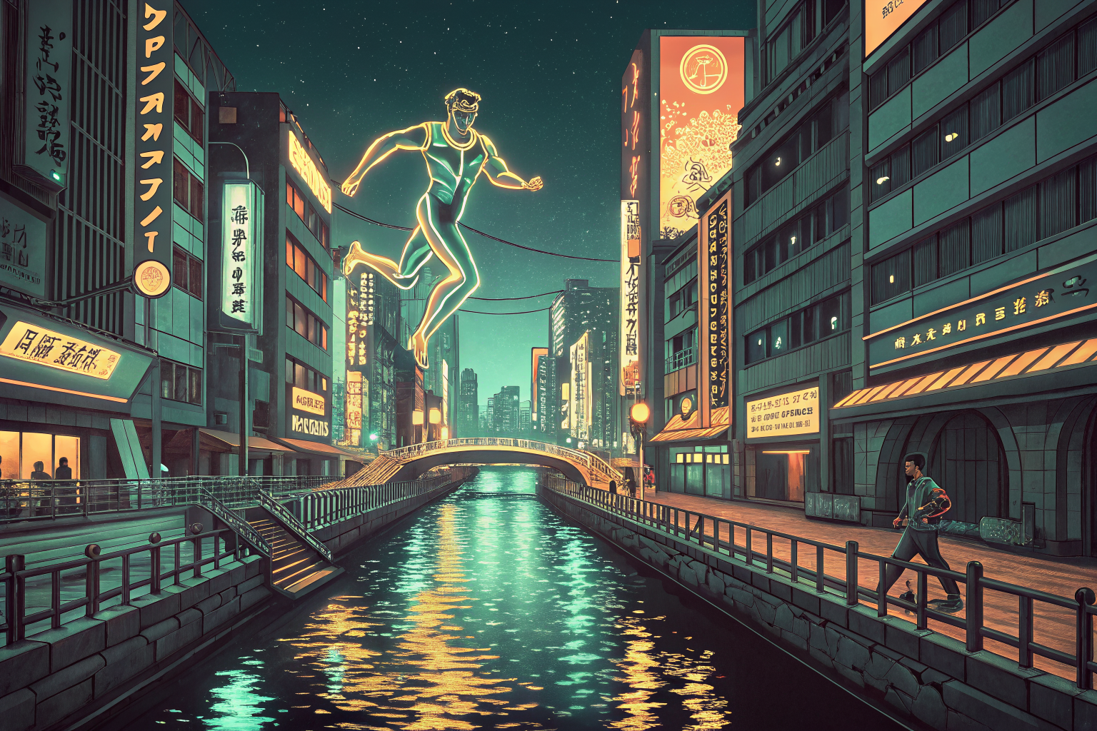 Neón Dōtonbori en Sepia Geométrico