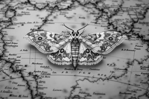 Atlas Nocturna: Cartografía Fragmentada en blanco y negro
