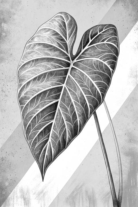 Xanthosoma en Bloques de Sepia en blanco y negro