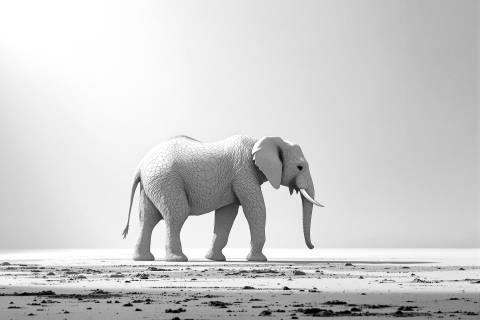 Elefante de Bruma y Terracota en blanco y negro