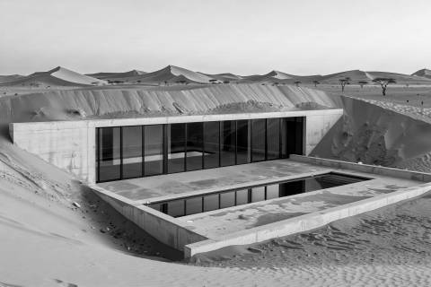 Casa entre las Dunas en blanco y negro