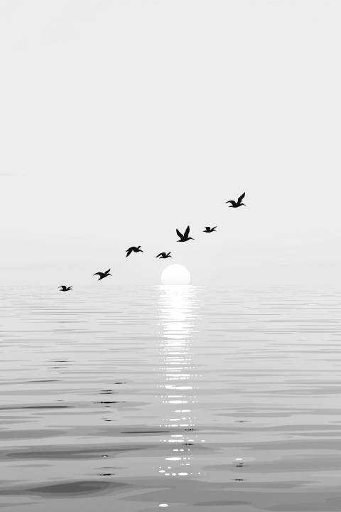 Vuelo al Ocaso de Plata en blanco y negro