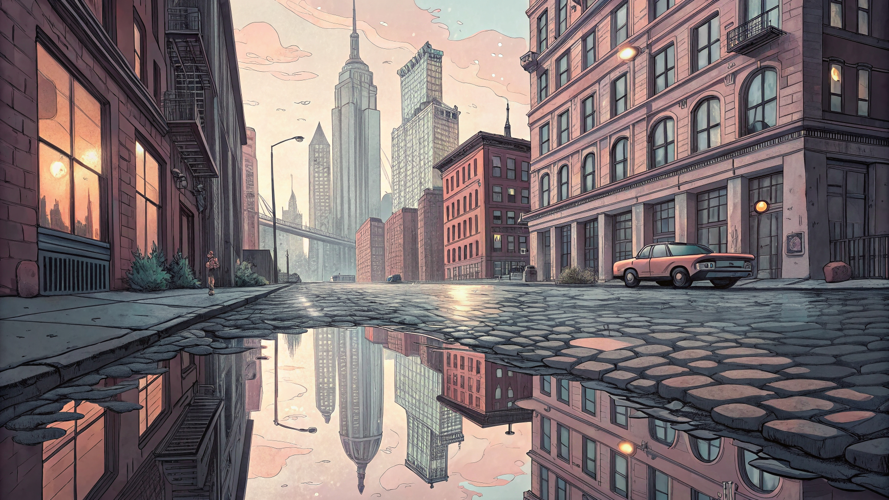 Reflejos de DUMBO en Halftone Pastel