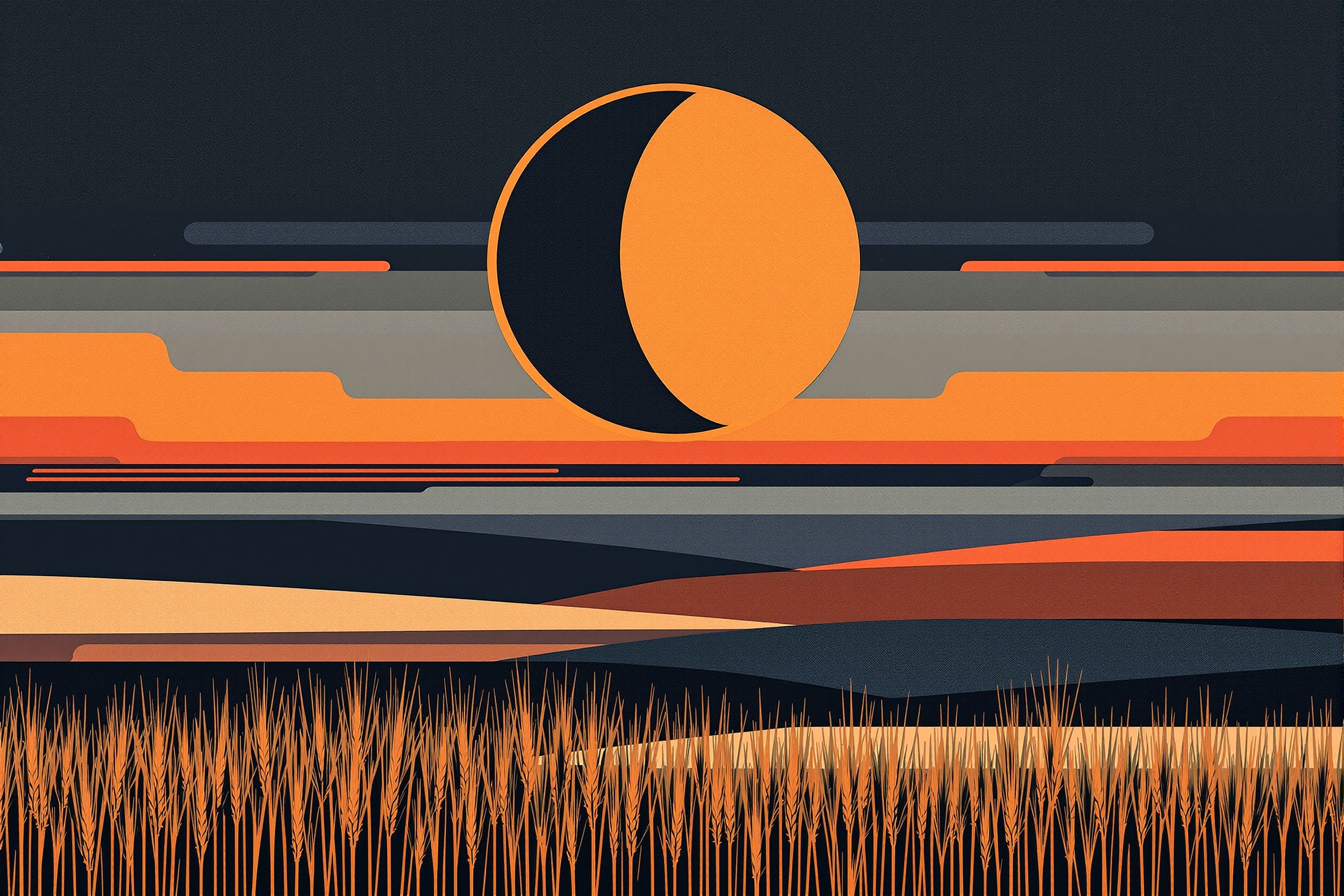 Eclipse Cobrizo sobre Trigal Bauhaus