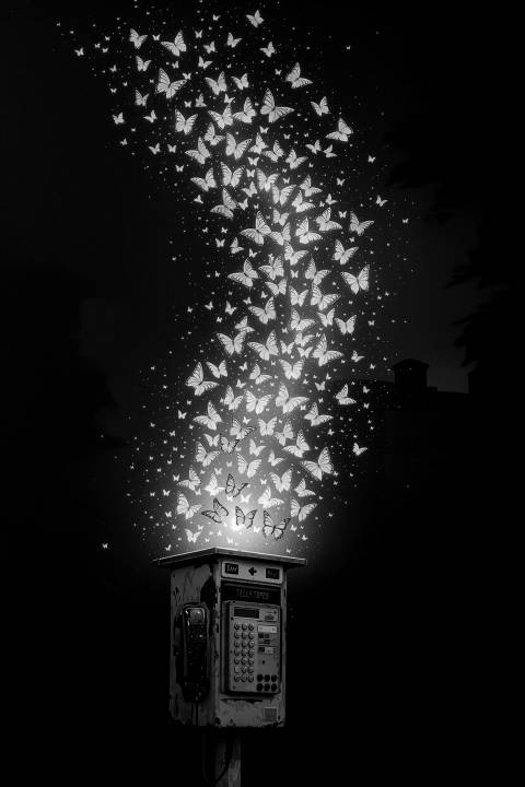 Vuelo de Hilos al Ocaso en blanco y negro