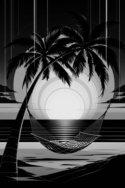 Vaivén Dorado al Atardecer en blanco y negro