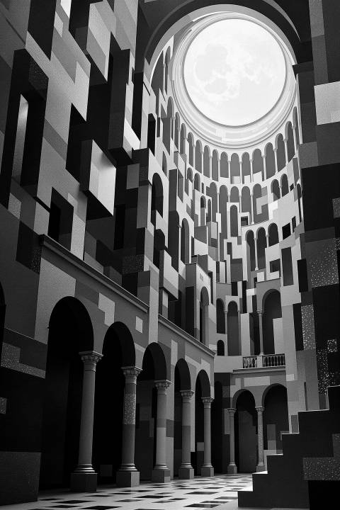 Vértigo de Cantera Dorada en blanco y negro