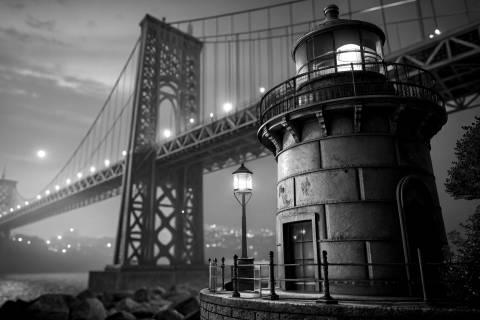 Guardián Índigo del Río Hudson en blanco y negro