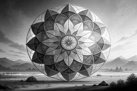 Sueño Caleidoscópico Azul en blanco y negro