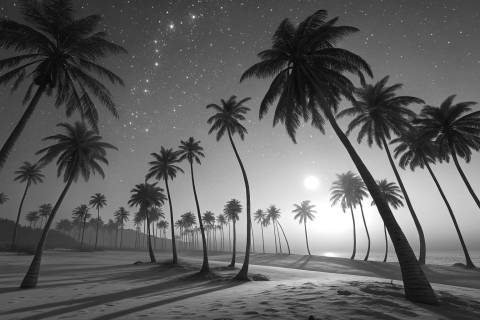 Ocaso Índigo Radial en blanco y negro