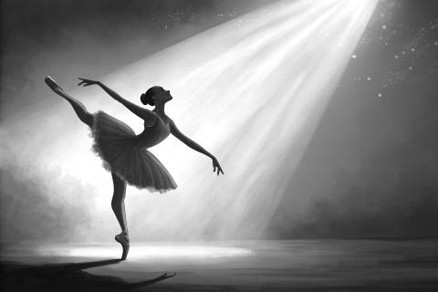 Danza en Contraluz Iridiscente en blanco y negro