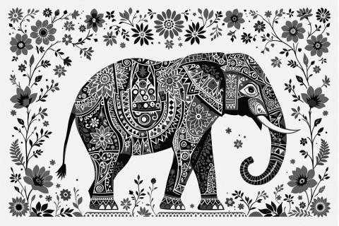 Elefante de Arcilla en blanco y negro
