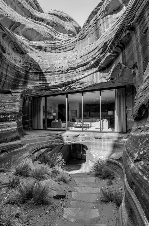 Casa del Cañón en blanco y negro
