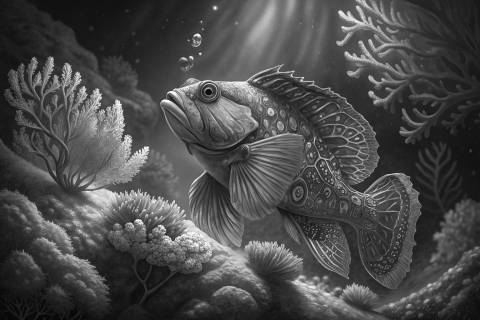 Mandarín Terracota en blanco y negro