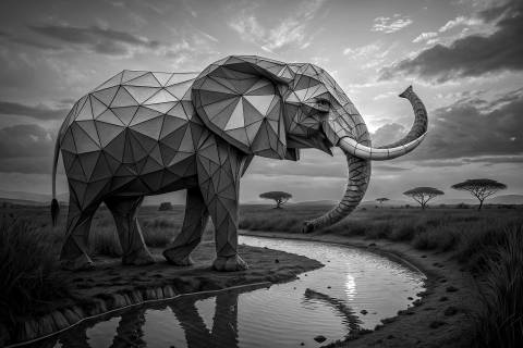 Coloso Tornasol al Ocaso en blanco y negro