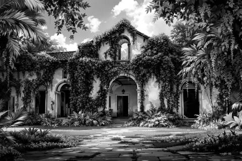 Hacienda Verde Neón en blanco y negro