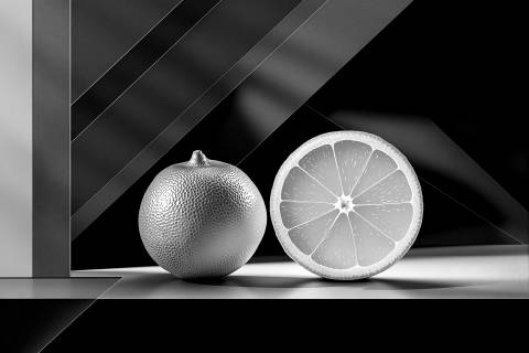 Yuzu Constructivo en Joya en blanco y negro