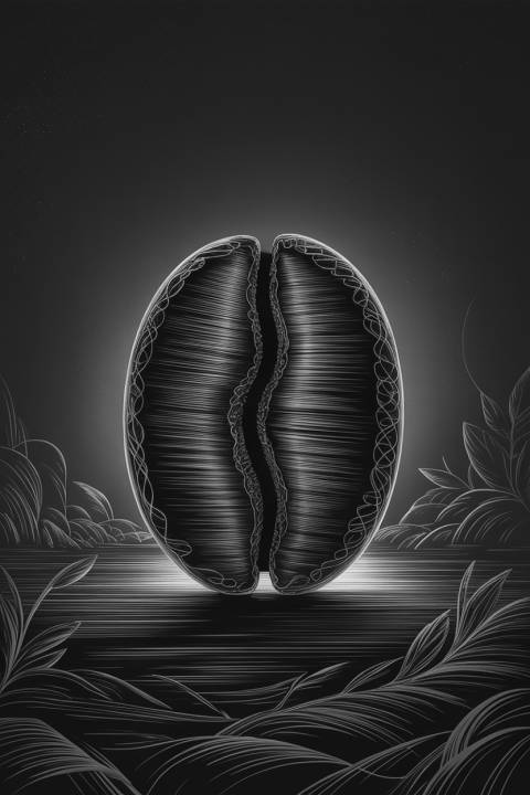 Grano Partido en Índigo en blanco y negro