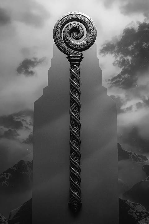 Renacer del Báculo Espiral en blanco y negro