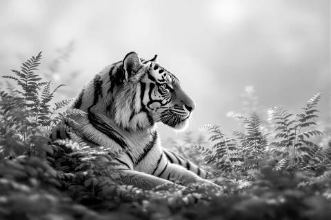 Alba del Tigre Dorado en blanco y negro