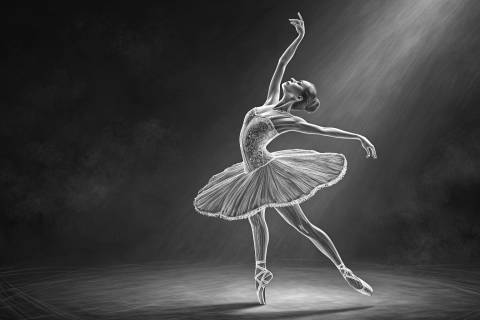 Danza Suspendida en blanco y negro