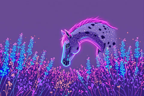Appaloosa en Lavanda · Trazo Continuo Neón