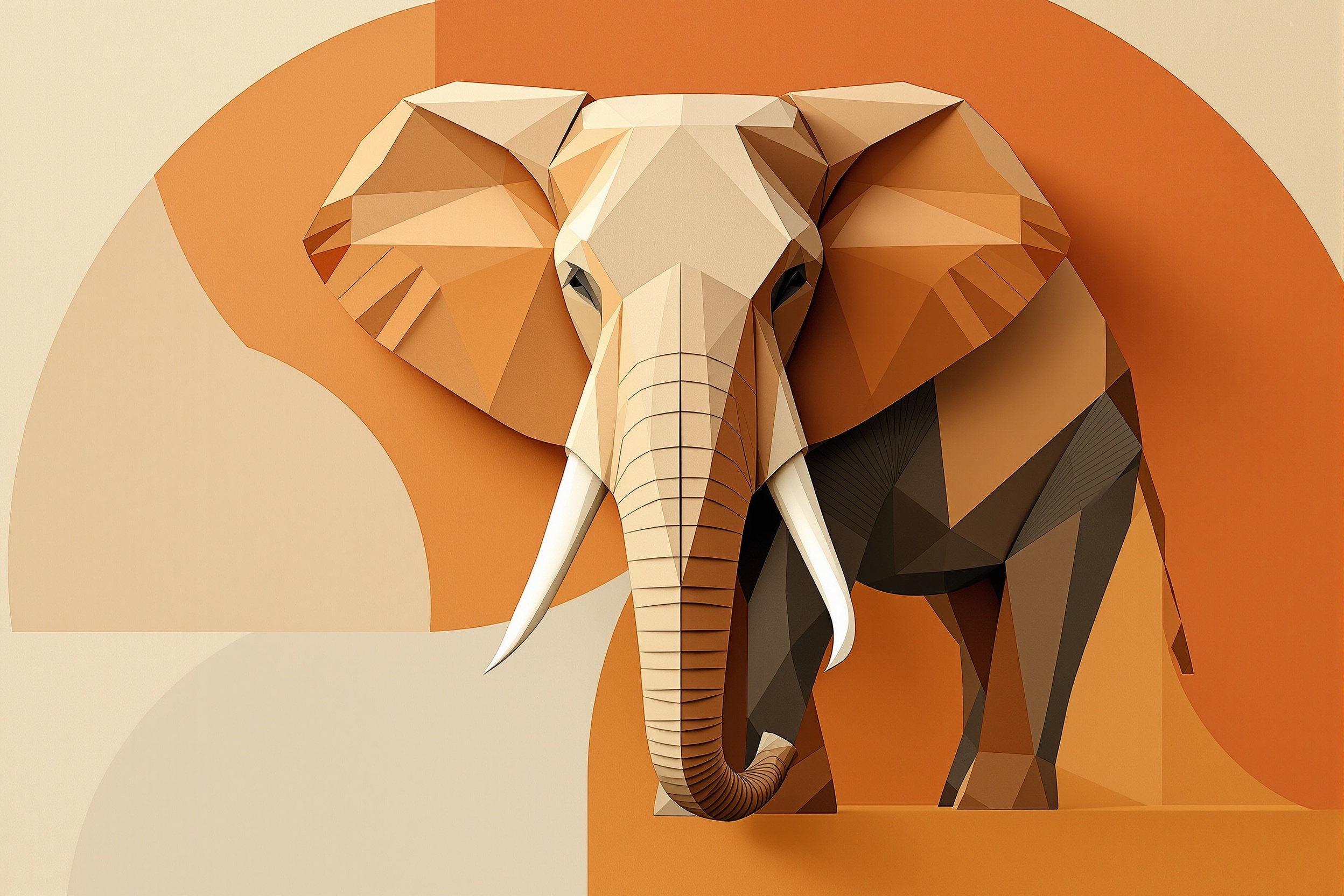 Elefante Geométrico en Terracota