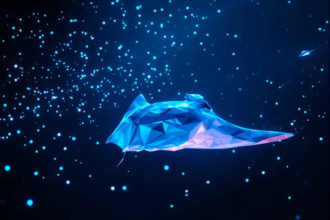 Raya Manta entre Luces de Plancton