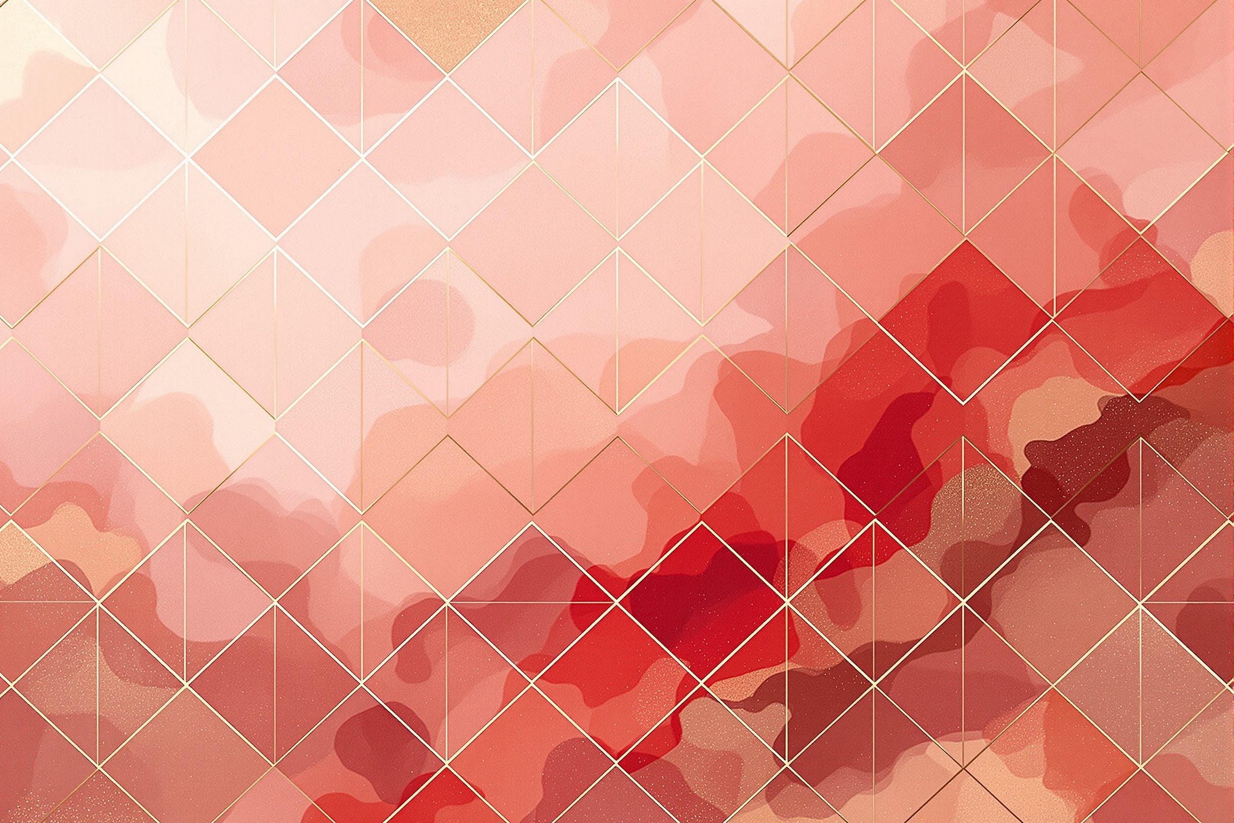 Penrose en Sumi-e: Rombos de Oro y Carmín