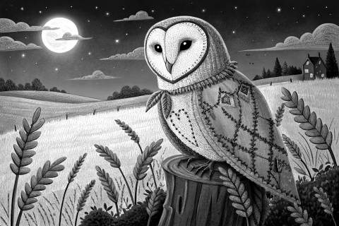 Vigía de Rafia bajo la Luna en blanco y negro