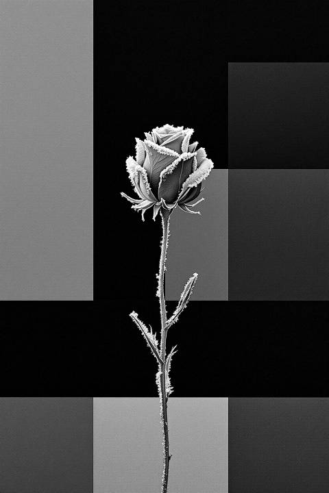 Alba Neoplástica: Rosa de Escarcha en blanco y negro