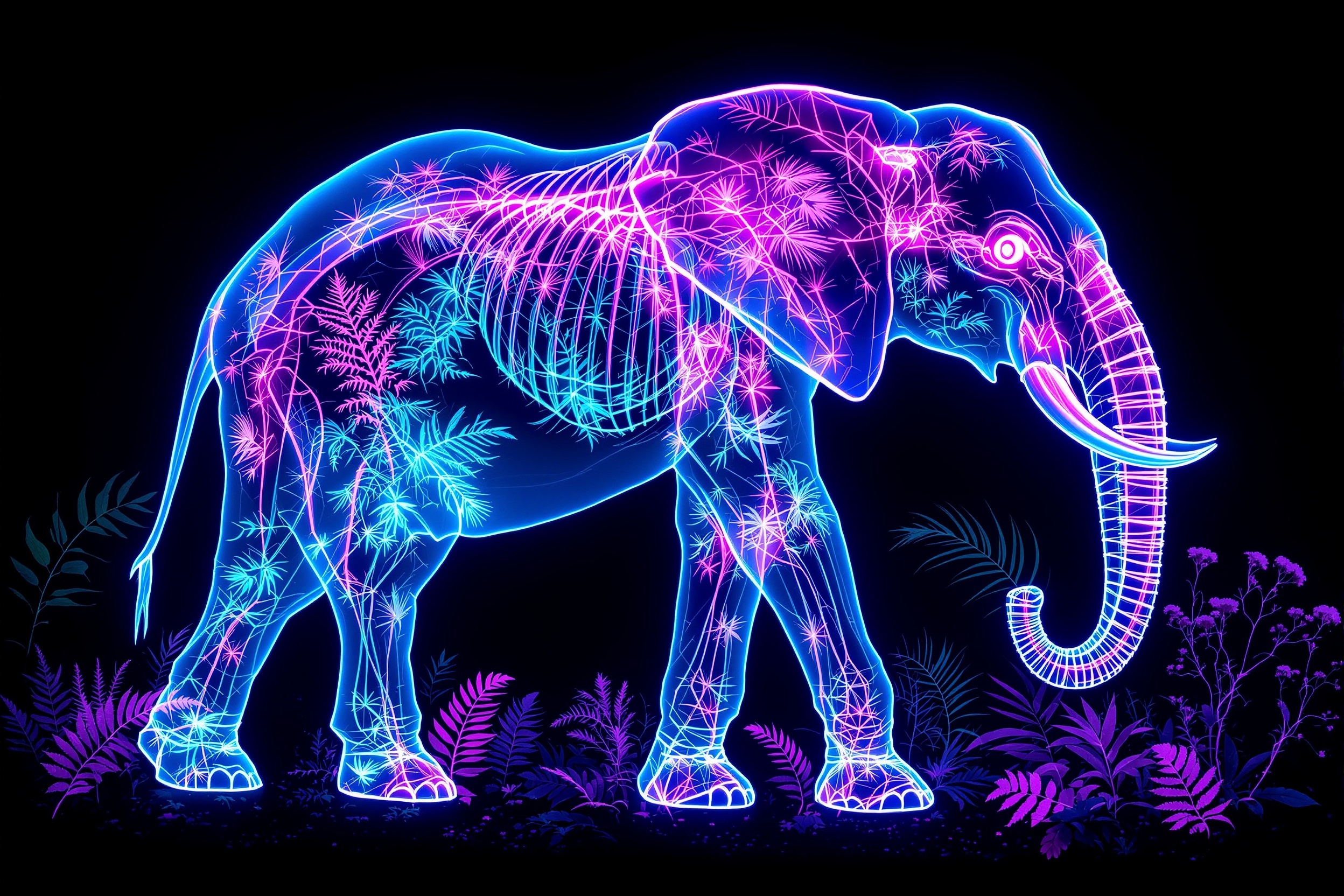 Elefante Radiografía Botánica Neón