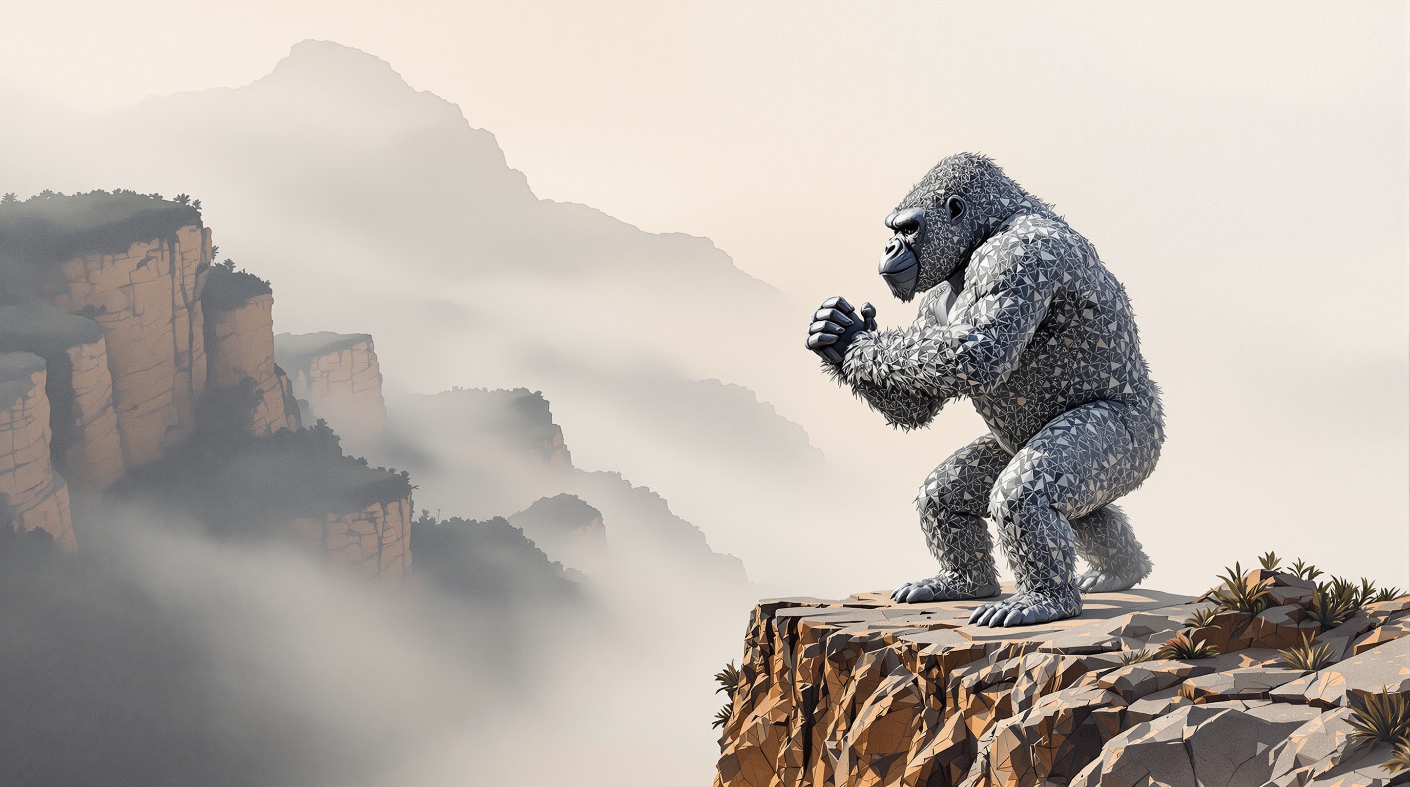 Silverback en la Bruma — Terrazzo Pastel