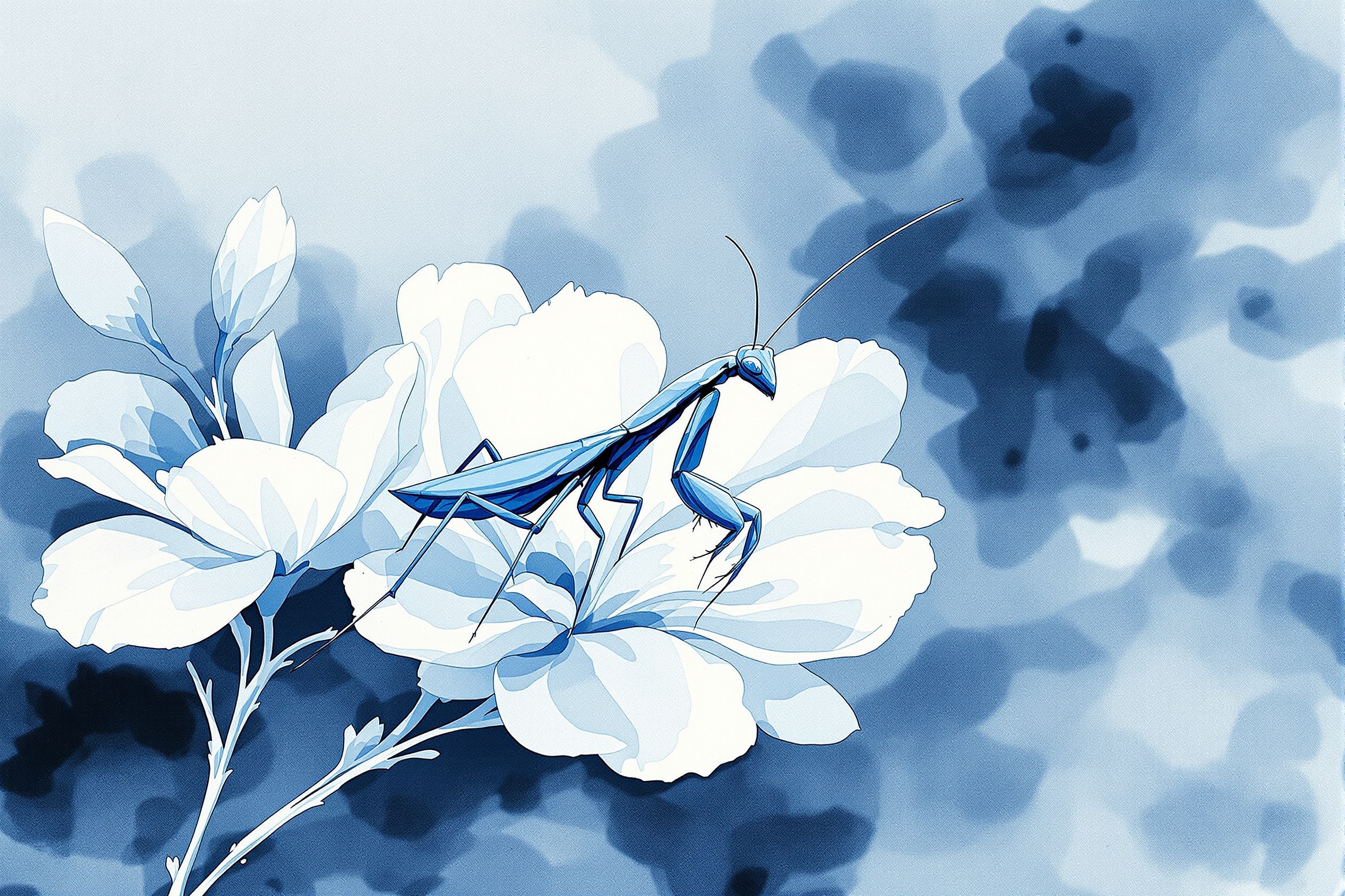 Acecho en Azul · Mantis Orquídea