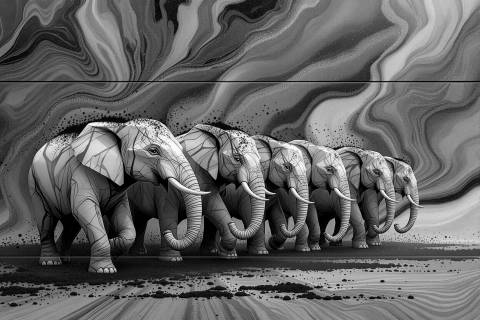 Manada de Ágata Escarlata en blanco y negro