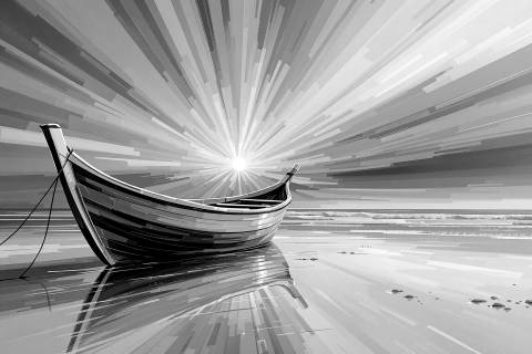 Jábega en Marea de Tiempo en blanco y negro
