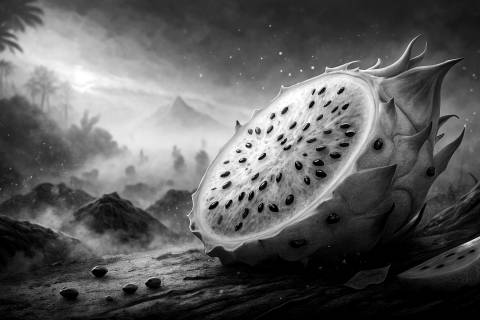Pitahaya Nocturna en Nácar en blanco y negro