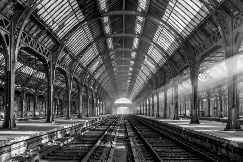 Bóveda de la Estación en blanco y negro