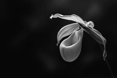 Zapatilla Dorada al Amanecer en blanco y negro