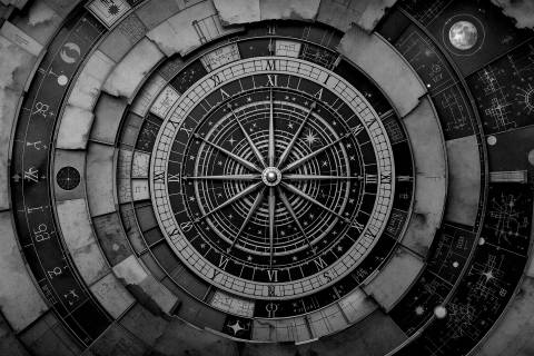 Girándola del Tiempo Suspendido en blanco y negro