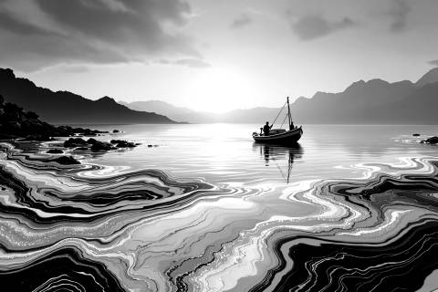 Bocana de Ágata al Alba en blanco y negro