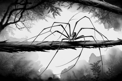 Efímero al Atardecer: Amblipigio en Cianotipo en blanco y negro