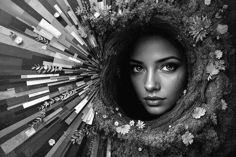 Marta y el Corazón del Bosque en blanco y negro