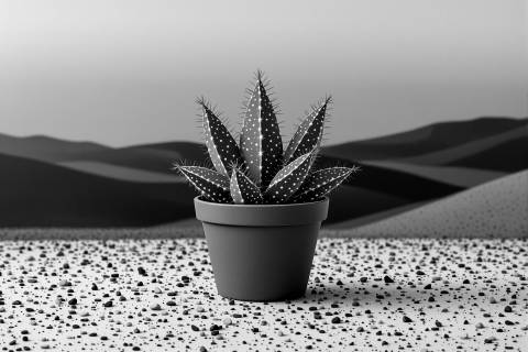 Estrella del Desierto Terrazzo en blanco y negro